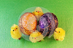 Easter eggs and chicks