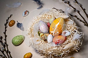 Easter eggs with chocolate with a surprise inside