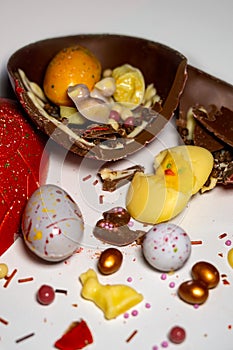 Easter eggs with chocolate with a surprise inside