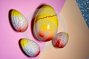 Easter eggs with chocolate with a surprise inside