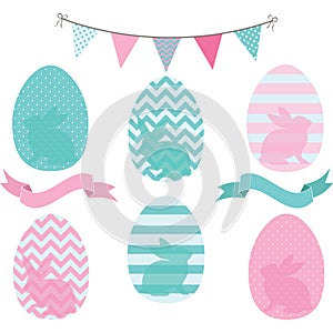 Easter Eggs Collections.Eggs pattern,Bunting,Banner.