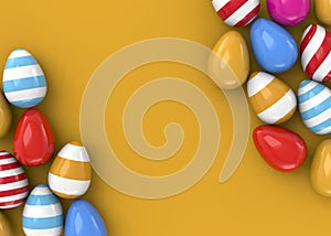 The Easter Eggs in colorful Background - 3D