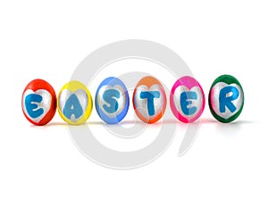 Easter eggs, colorful painted is letters in heart