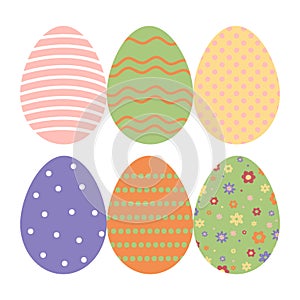Easter eggs colorful simple set. Spring, holidays in April. Gift. Seasonal celebration. Egg hunt