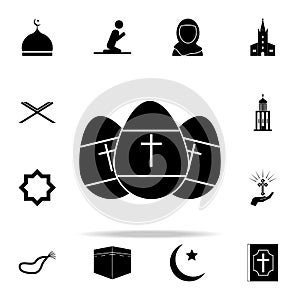 Easter eggs with a cross icon. Religion icons universal set for web and mobile