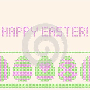 Easter eggs cross-stitched background.