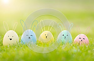 Easter eggs cute bunny