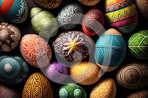 Easter eggs decorated for the Christian feast of Easter