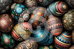 Easter eggs decorated for the Christian feast of Easter