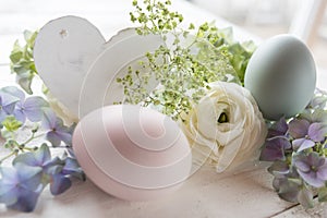 Easter eggs decorated with flowers