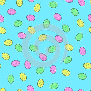 Easter eggs decorative elements in vector for coloring book. Colorful decorative seamless pattern