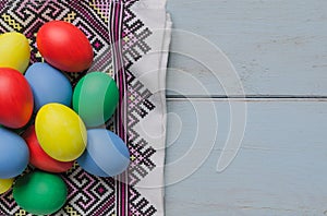 Easter eggs on dishcloth