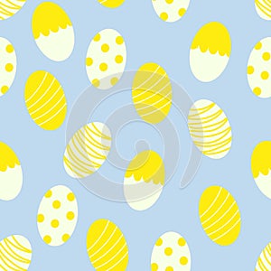 Easter Eggs with Dots and Stripes Seamless Pattern Print Background