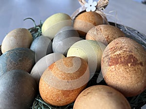 Easter eggs dyed with tea