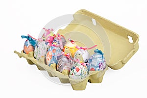 Easter eggs in egg box