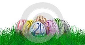 Easter eggs with euro bill textures