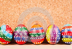 Easter eggs on fabric background