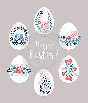 Easter eggs with floral decoration