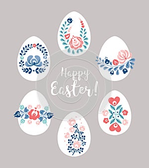 Easter eggs with floral decoration