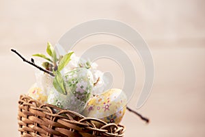 Easter eggs with flower decoration