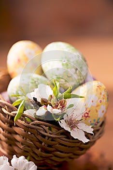 Easter eggs with flower decoration