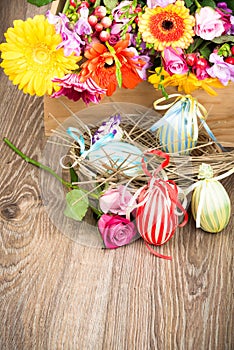 Easter eggs with flowers