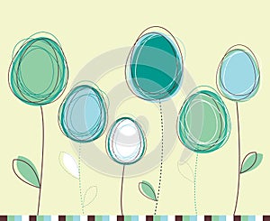 Easter eggs-flowers card