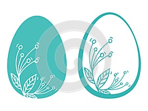 Easter eggs flowers card hend drow