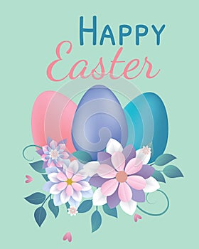 Easter eggs with flowers isolated