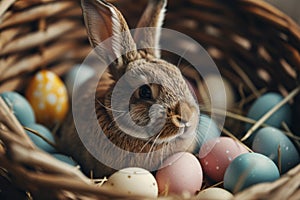 Easter eggs fluffy pretty bunny basket holiday rabbit celebration painted handmade event festive vacations seasonal