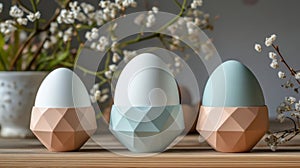 Easter Eggs in Geometric Holders Spring Decor