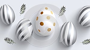 Easter eggs with gold dots and silver stripes