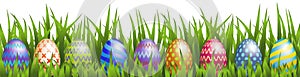 Easter eggs with grass