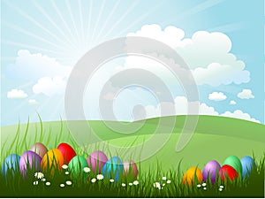 Easter eggs in grass