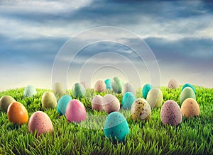 Easter eggs in grass