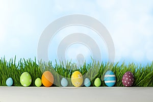 Easter eggs in grass