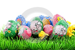 Easter eggs on grass