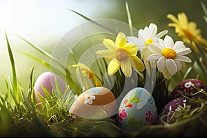 easter eggs in grass