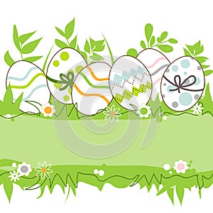 Easter eggs in the grass frame