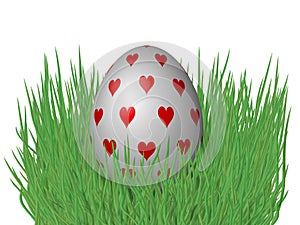 Easter eggs on grass isolated on white