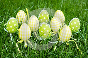 Easter eggs on green grass