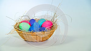 Easter. easter eggs on greenbox