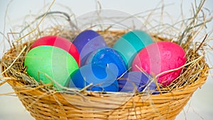 Easter. easter eggs on greenbox