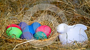 Easter. easter eggs on greenbox