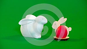 Easter. easter eggs on greenbox