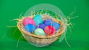 Easter. easter eggs on greenbox