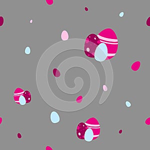 Easter eggs on grey background seamless tileable pattern background