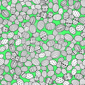 Easter eggs Hand drawn decorative elements in vector for coloring book. Colorful decorative seamless pattern