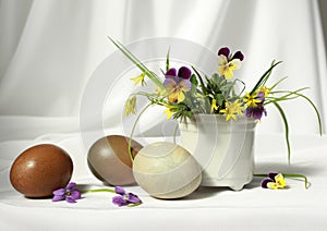 Easter eggs with heartsease