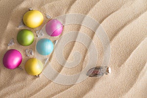 Easter Eggs hidden at the beach for the Egg Hunt